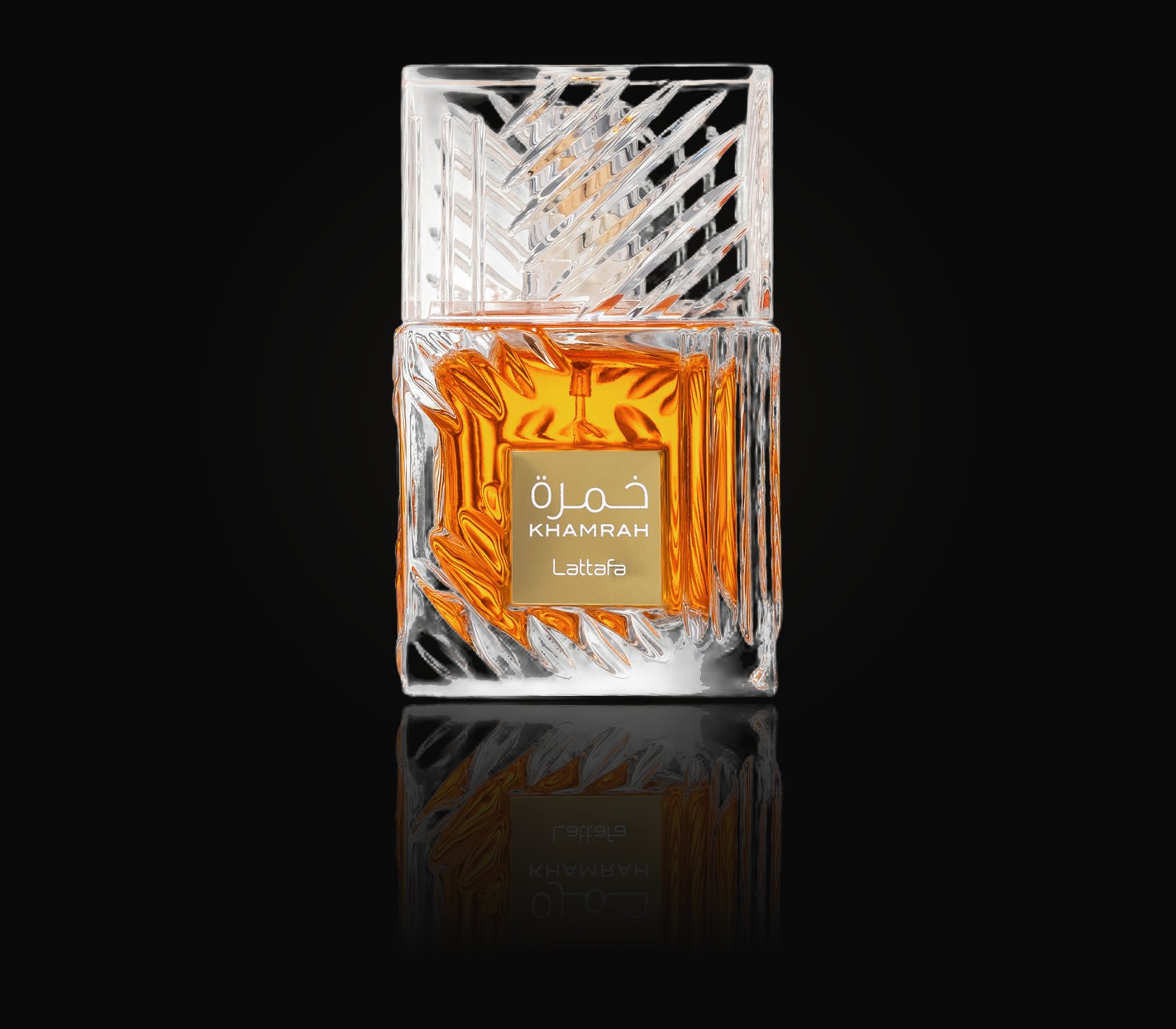 Perfume Khamrah de Lattafa con reflejo